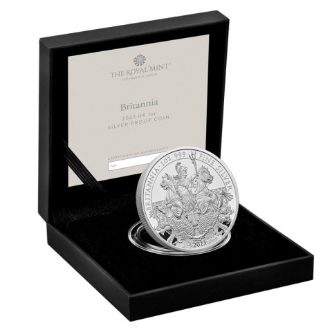1 oz Britannia Proof 2023 srebrna moneta – rewers z Britannią w jakości proof