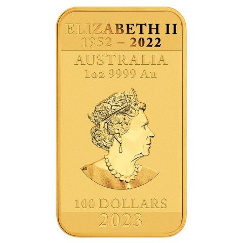 1 oz Smok Prostokątna Złota Moneta 2023 – rewers z chińskim smokiem