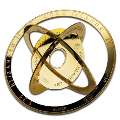 1 oz Wyspy Cooka Armilarna Złota Moneta Valcambi 2025 w kapslu ochronnym – awers