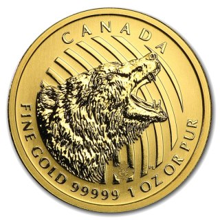 1 Uncja Zew Natury Ryczący Grizzly .99999 Złota Moneta | 2016
