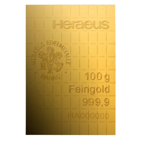 CombiBar 100 x 1 g Heraeus – dzielona sztabka złota 100 g próby 999.9