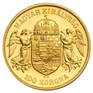 100 Koron Węgierskich Franciszek Józef I Złota Moneta