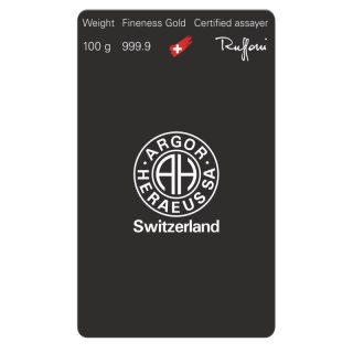 100g Złota Sztabka | Argor Heraeus | Odlewana