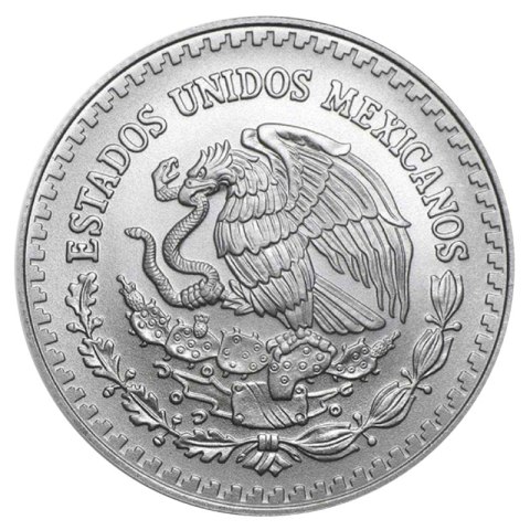 1/2 oz Libertad srebrna moneta – awers z herbem Meksyku i historycznymi symbolami