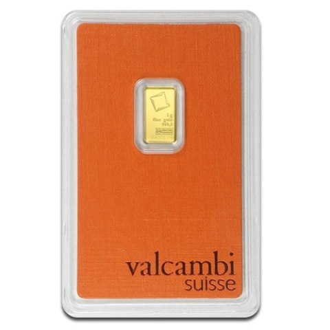 1 g Złota Sztabka Valcambi Suisse w certyfikowanym opakowaniu z próbą 999,9