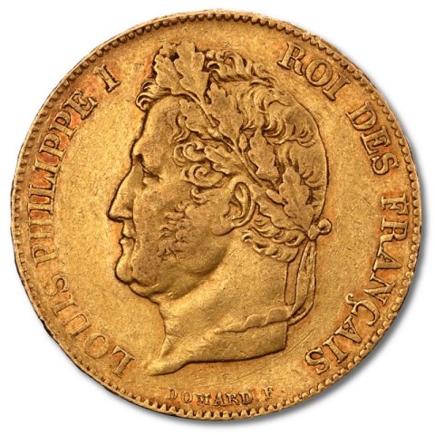 Złota moneta 20 Franków Ludwik Filip I Francja 1830–1848 z Mennicy Paryskiej