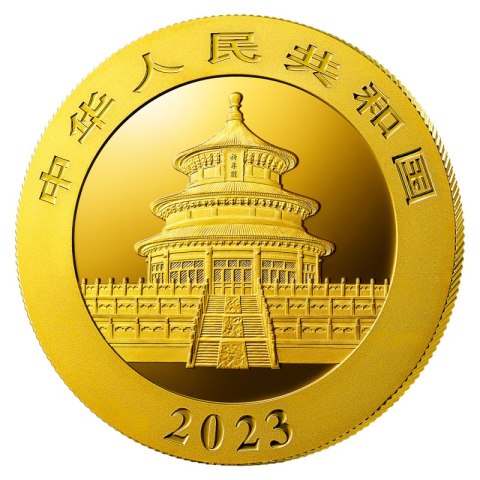 3g Chińska Panda 2023 złota moneta – awers ze Świątynią Nieba