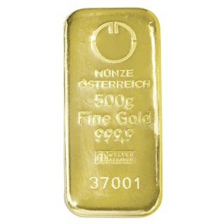 500g Sztabka Złota | Mennica Austriacka | Odlewana