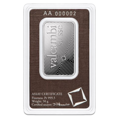 50-gramowa Platynowa Sztabka Valcambi
