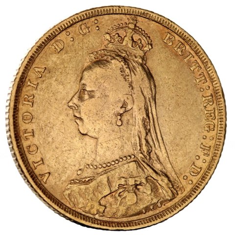 Złota moneta Suweren Królowa Wiktoria Jubileusz 1887–1893