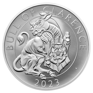 Zestaw dwóch monet 1 oz Tudor Beasts The Bull of Clarence Srebrna Moneta | Proof | 2023