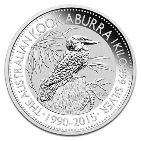 1 kg Kookaburra srebrna moneta Perth Mint – rewers z australijskim ptakiem kookaburra