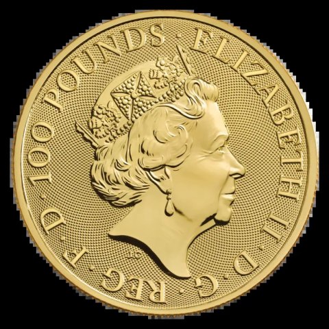 1 Uncja Bestie Królowej Biały Chart z Greyhound Złota Moneta | 2021