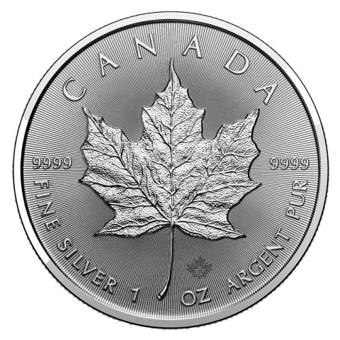 1 oz Liść Klonowy 2024 srebrna moneta – rewers z liściem klonowym