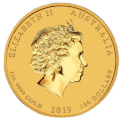 1 oz Lunar II Rok Świni Złota Moneta 2019 - złota moneta inwestycyjna od Perth Mint, z wizerunkiem świni i prosiąt