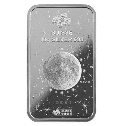 10g srebrna sztabka PAMP Lunar Legends Azure Smok 2024 w blistrze – motyw smoka na tle chmur