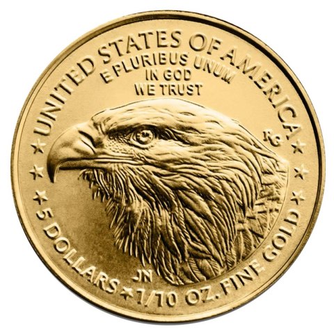 Złota moneta American Eagle 2024 1/10 oz – rewers z orłem bielikiem