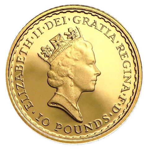 1/10 oz Britannia złota moneta – awers z portretem monarchy