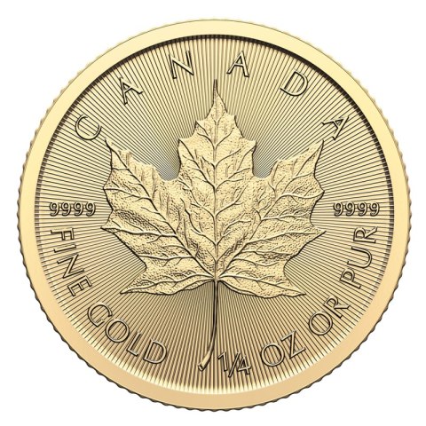 Złota moneta Maple Leaf 1/2 oz 2024 rewers z liściem klonowym