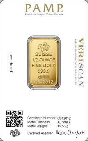 Złota sztabka 1/2 uncji PAMP Fortuna z certyfikowanym opakowaniem blister – GoldInvest24