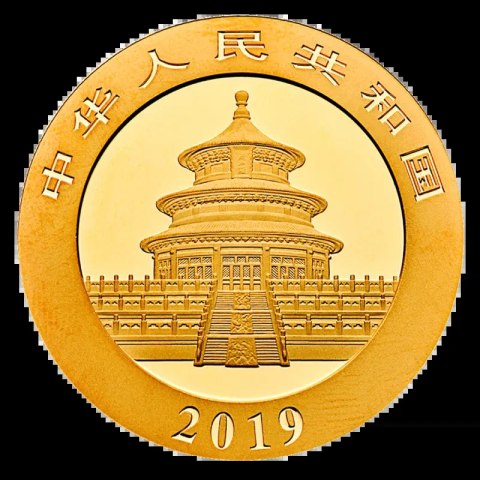 15 g Chińska Panda złota moneta – rewers z pandą
