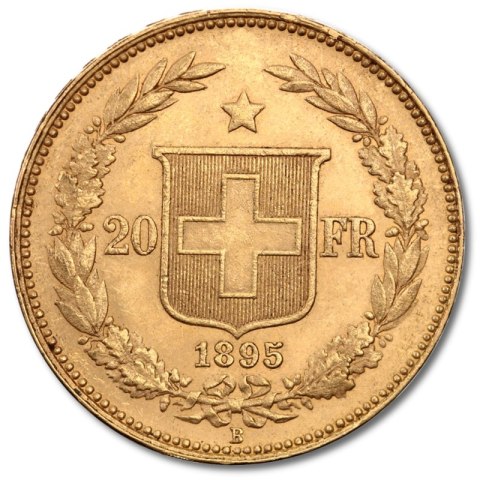 20 franków szwajcarskich Helvetia – złota moneta 1883–1896