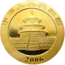 1 oz Chińska Panda 2006 złota moneta – awers ze Świątynią Nieba