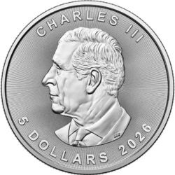 1 oz Liść Klonowy 2026 srebrna moneta bulionowa awers w kapslu ochronnym