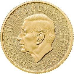 1/4 oz Britannia 2026 złota moneta z wizerunkiem Karola III w kapslu ochronnym