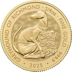 1/4 oz złota moneta Tudor Beasts Greyhound of Richmond 2025