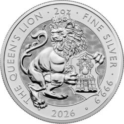 2 oz Bestie Tudorów Queens Lion Srebrna Moneta | 2026