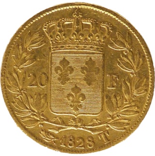 20 Franków Francja Charles X Złota Moneta | 1824 - 1830