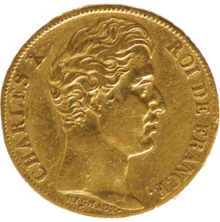 20 Franków Francja Charles X Złota Moneta | 1824 - 1830