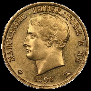 20 Lirów Włochy Napoleon I Złota Moneta | 1808 - 1814