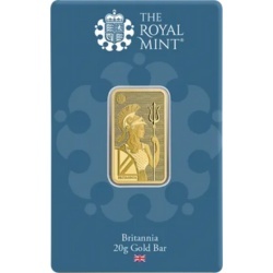 20g Britannia złota sztabka Royal Mint w blistrze – czyste złoto 999,9 z eleganckim wizerunkiem Britanni