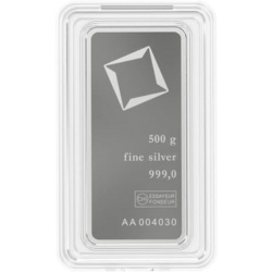 500 g srebrna sztabka Valcambi Suisse bita – inwestycja w srebro