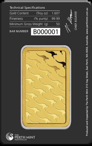 50g Złota Sztabka | Perth Mint | Certyfikat