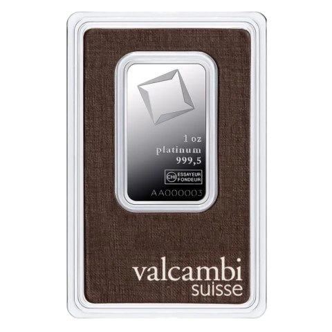 1 oz Platinum Bar | Valcambi