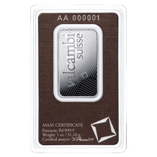 1 oz Palladium Bar | Valcambi