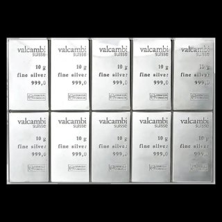 10 × 10g Silver CombiBar | Valcambi | Damaged Packaging
