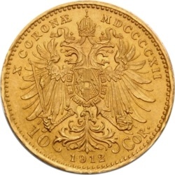 10 Koron Austriackich Franciszek Józef I złota moneta 1892–1916 próba 900 w kapslu