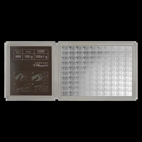 100 x 1 g Silver CombiBar | Valcambi | Damaged Packaging