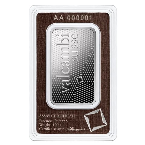 100 g Platinum Bar | Valcambi