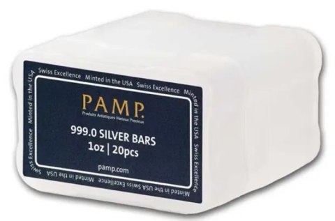 20 x 1 oz PAMP Suisse silver bars 999 in tube