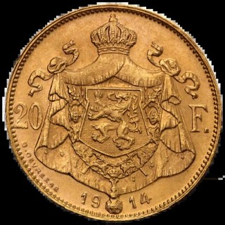 20 Franków Belgia Albert I Złota Moneta | 1909 -1934