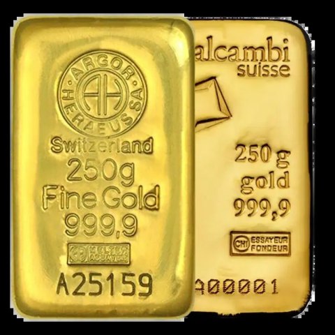 250g Various Manufacturers Gold Bar LBMA
