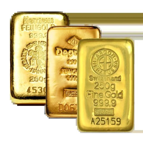 250g Various Manufacturers Gold Bar LBMA