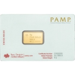 5 g Gold Bar | PAMP | America the Free: Bald Eagle