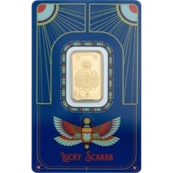 5 g gold bar PAMP Lucky Scarab in protective blister pack