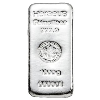 1 kg Cast Silver Bar | Heraeus